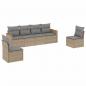 Preview: 6-tlg. Garten-Sofagarnitur mit Kissen Beige Poly Rattan