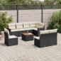 Preview: ARDEBO.de - 9-tlg. Garten-Sofagarnitur mit Kissen Schwarz Poly Rattan