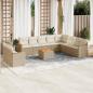 Preview: ARDEBO.de - 11-tlg. Garten-Sofagarnitur mit Kissen Beige Poly Rattan