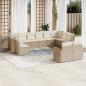 Preview: ARDEBO.de - 12-tlg. Garten-Sofagarnitur mit Kissen Beige Poly Rattan