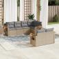 Preview: ARDEBO.de - 7-tlg. Garten-Sofagarnitur mit Kissen Beige Poly Rattan