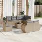 Preview: ARDEBO.de - 9-tlg. Garten-Sofagarnitur mit Kissen Beige Poly Rattan