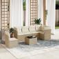 Preview: ARDEBO.de - 7-tlg. Garten-Sofagarnitur mit Kissen Beige Poly Rattan