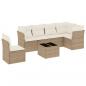 Preview: 7-tlg. Garten-Sofagarnitur mit Kissen Beige Poly Rattan