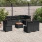 Preview: ARDEBO.de - 9-tlg. Garten-Sofagarnitur mit Kissen Schwarz Poly Rattan