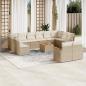 Preview: ARDEBO.de - 13-tlg. Garten-Sofagarnitur mit Kissen Beige Poly Rattan