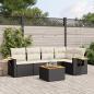 Preview: ARDEBO.de - 6-tlg. Garten-Sofagarnitur mit Kissen Schwarz Poly Rattan