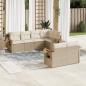 Preview: ARDEBO.de - 7-tlg. Garten-Sofagarnitur mit Kissen Beige Poly Rattan