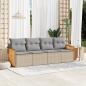 Preview: ARDEBO.de - 4-tlg. Garten-Sofagarnitur mit Kissen Beige Poly Rattan