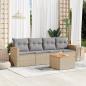 Preview: ARDEBO.de - 5-tlg. Garten-Sofagarnitur mit Kissen Beige Poly Rattan