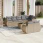 Preview: ARDEBO.de - 9-tlg. Garten-Sofagarnitur mit Kissen Beige Poly Rattan