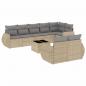 Preview: 9-tlg. Garten-Sofagarnitur mit Kissen Beige Poly Rattan