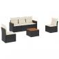 Preview: 6-tlg. Garten-Sofagarnitur mit Kissen Schwarz Poly Rattan