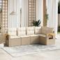 Preview: ARDEBO.de - 5-tlg. Garten-Sofagarnitur mit Kissen Beige Poly Rattan