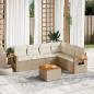 Preview: ARDEBO.de - 7-tlg. Garten-Sofagarnitur mit Kissen Beige Poly Rattan