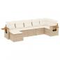 Preview: 7-tlg. Garten-Sofagarnitur mit Kissen Beige Poly Rattan