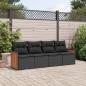 Preview: ARDEBO.de - 4-tlg. Garten-Sofagarnitur mit Kissen Schwarz Poly Rattan