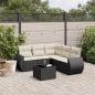 Preview: ARDEBO.de - 6-tlg. Garten-Sofagarnitur mit Kissen Schwarz Poly Rattan