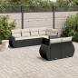 Preview: ARDEBO.de - 7-tlg. Garten-Sofagarnitur mit Kissen Schwarz Poly Rattan