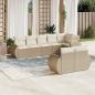 Preview: ARDEBO.de - 8-tlg. Garten-Sofagarnitur mit Kissen Beige Poly Rattan