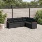 Preview: ARDEBO.de - 6-tlg. Garten-Sofagarnitur mit Kissen Schwarz Poly Rattan