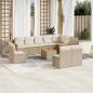 Preview: ARDEBO.de - 11-tlg. Garten-Sofagarnitur mit Kissen Beige Poly Rattan