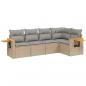 Preview: 5-tlg. Garten-Sofagarnitur mit Kissen Beige Poly Rattan