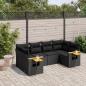 Preview: ARDEBO.de - 6-tlg. Garten-Sofagarnitur mit Kissen Schwarz Poly Rattan