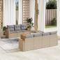 Preview: ARDEBO.de - 8-tlg. Garten-Sofagarnitur mit Kissen Beige Poly Rattan