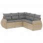 Preview: 5-tlg. Garten-Sofagarnitur mit Kissen Beige Poly Rattan