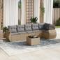 Preview: ARDEBO.de - 7-tlg. Garten-Sofagarnitur mit Kissen Beige Poly Rattan