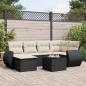 Preview: ARDEBO.de - 7-tlg. Garten-Sofagarnitur mit Kissen Schwarz Poly Rattan