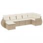 Preview: 7-tlg. Garten-Sofagarnitur mit Kissen Beige Poly Rattan