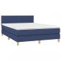 Preview: Boxspringbett mit Matratze Blau 140x190 cm Stoff