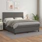 Preview: ARDEBO.de - Boxspringbett mit Matratze Grau 180x200 cm Kunstleder