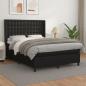 Preview: ARDEBO.de - Boxspringbett mit Matratze Schwarz 140x200 cm Kunstleder