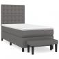 Preview: Boxspringbett mit Matratze Grau 90x200 cm Kunstleder