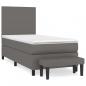 Preview: Boxspringbett mit Matratze Grau 90x200 cm Kunstleder