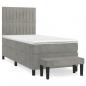 Preview: Boxspringbett mit Matratze Hellgrau 100x200 cm Samt