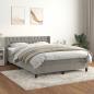 Preview: ARDEBO.de - Boxspringbett mit Matratze Hellgrau 140x190 cm Samt