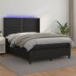 Preview: ARDEBO.de - Boxspringbett mit Matratze & LED Schwarz 140x190 cm Kunstleder