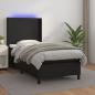 Preview: ARDEBO.de - Boxspringbett mit Matratze & LED Schwarz 100x200 cm Kunstleder