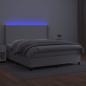 Preview: Boxspringbett mit Matratze & LED Weiß 180x200 cm Kunstleder