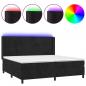 Preview: Boxspringbett mit Matratze & LED Schwarz 200x200 cm Samt