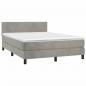 Preview: Boxspringbett mit Matratze & LED Hellgrau 140x190 cm Samt