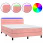 Preview: Boxspringbett mit Matratze & LED Rosa 140x190 cm Samt