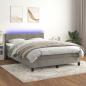 Preview: ARDEBO.de - Boxspringbett mit Matratze & LED Hellgrau 140x190 cm Samt