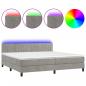 Preview: Boxspringbett mit Matratze & LED Hellgrau 200x200 cm Samt