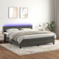 Preview: ARDEBO.de - Boxspringbett mit Matratze & LED Dunkelgrau 180x200 cm Samt