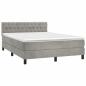 Preview: Boxspringbett mit Matratze & LED Hellgrau 140x190 cm Samt